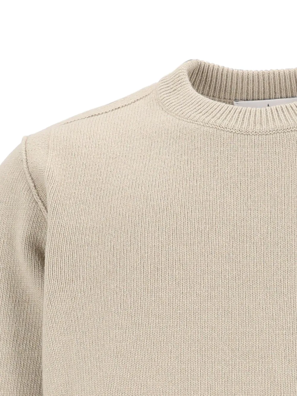 Stone Island 5100072 lamswollen regular-fit trui met ronde hals en geribbelde afwerking Beige