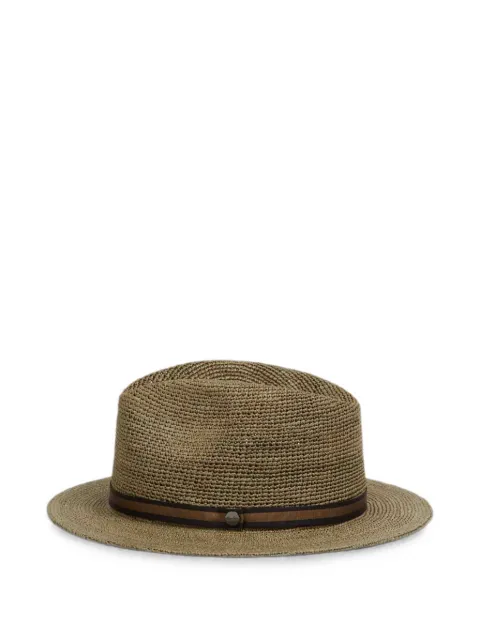Borsalino woven-design grosgrain-trim fedora hat