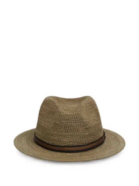 Borsalino woven-design grosgrain-trim fedora hat