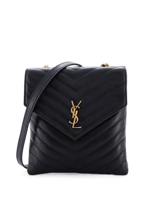 Saint Laurent Pre-Owned Double Flap Bag Chevron Leather shoulder bag