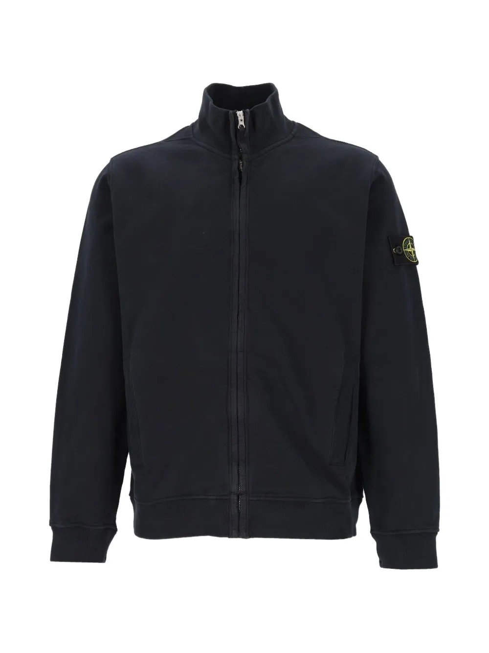 Stone Island 6100066 brushed organic cotton fleece regular-fit track jacket with ribbed inserts - Blu