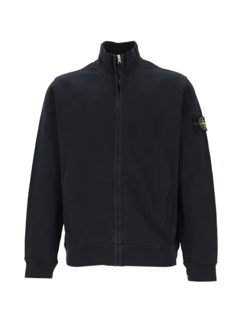 Stone Island 6100066 veste de survêtement en coton biologique brossé à empiècements côtelés