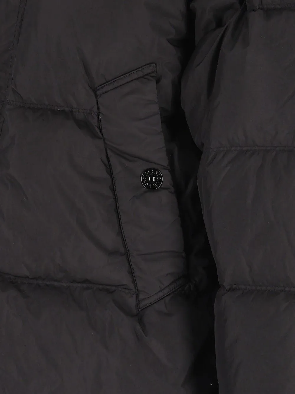 Stone Island 4100109 Crinkle Reps NY donsjack met windbestendigheid Zwart