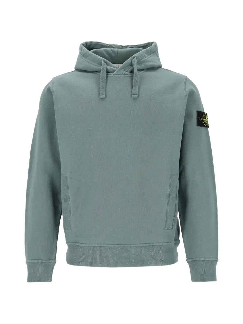 Stone Island Compass-patch garment-dyed hoodie - Verde