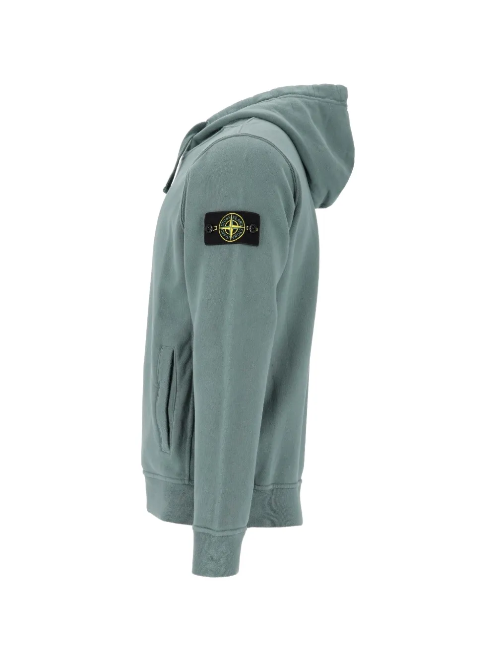 Stone Island Compass-patch garment-dyed hoodie Groen