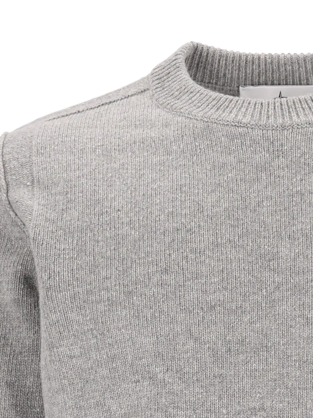 Stone Island 5100072 lamswollen regular-fit trui met ronde hals en geribbelde afwerking Grijs