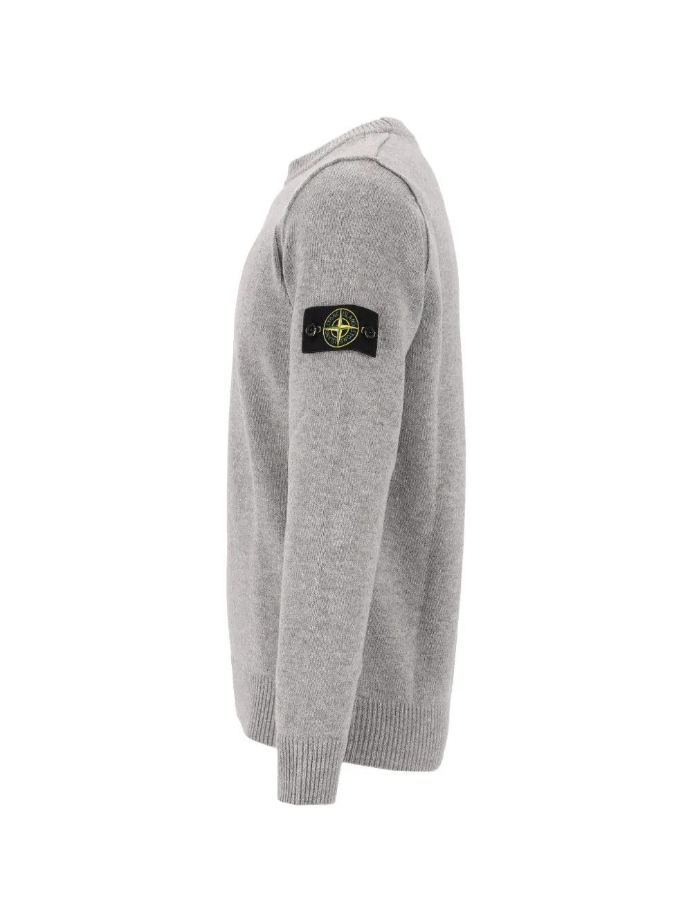 Stone Island 5100072 lamswollen regular-fit trui met ronde hals en geribbelde afwerking Grijs