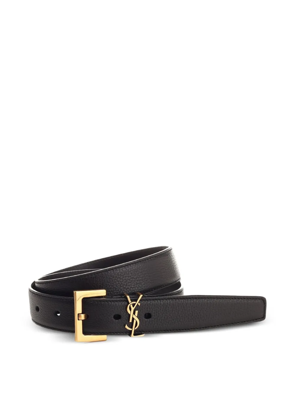 Saint Laurent Cintura Cassandre in pelle pieno fiore - Nero