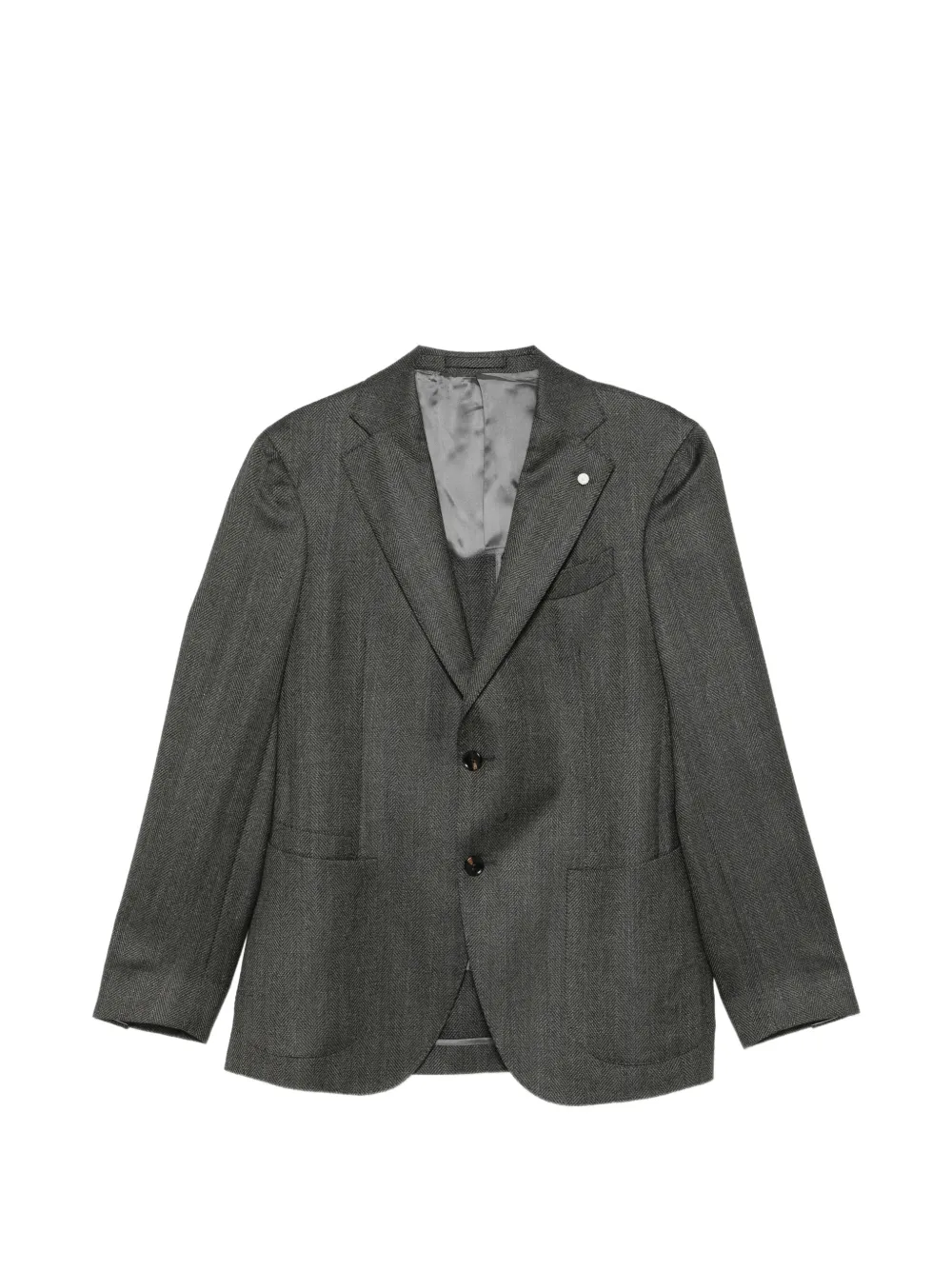 LUIGI BIANCHI MANTOVA blazer boutonné à chevrons - Gris LUIGI BIANCHI MANTOVA blazer boutonné à chevrons - Gris