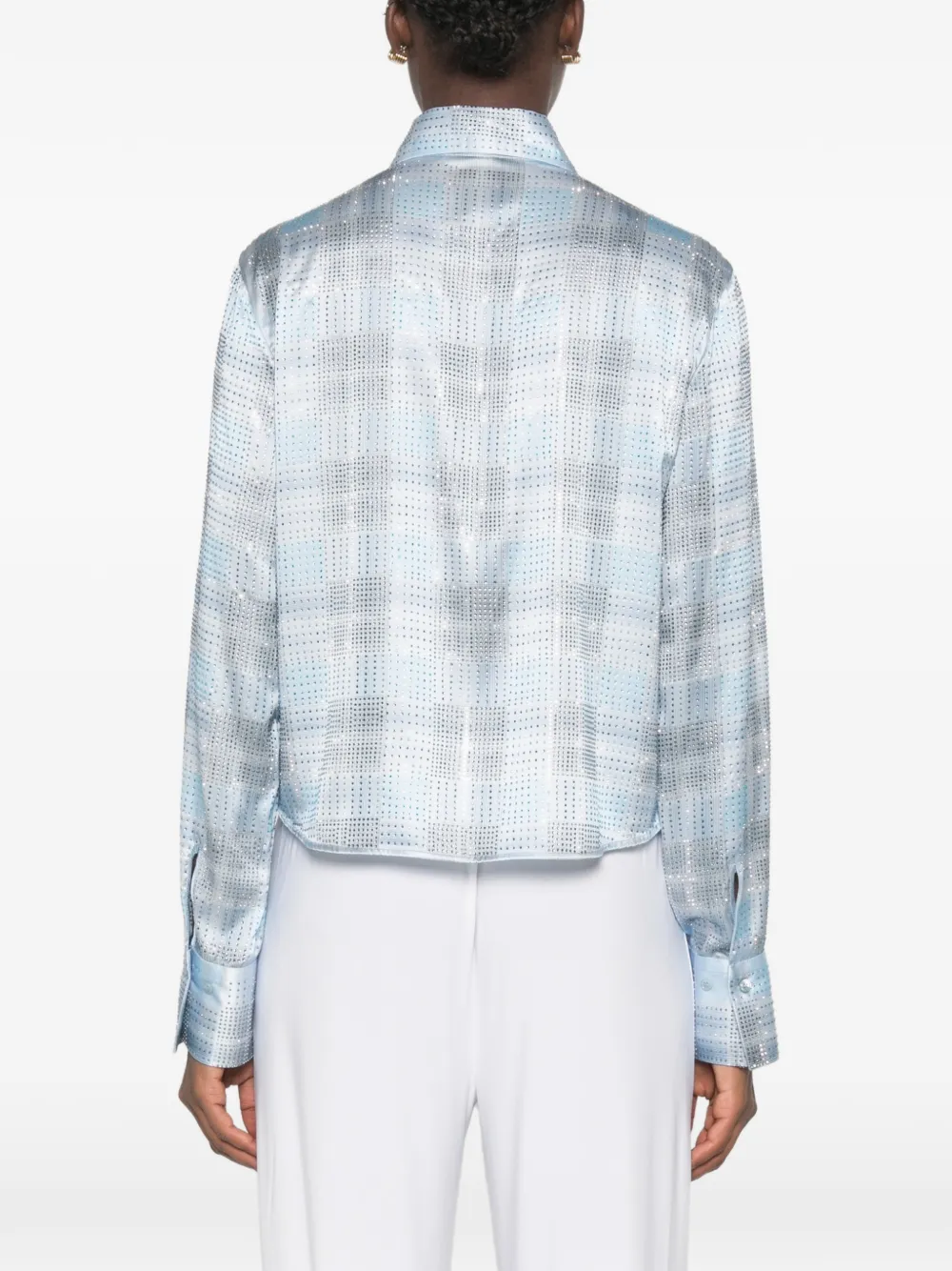Ermanno Scervino Geruite blouse verfraaid met kristallen Blauw