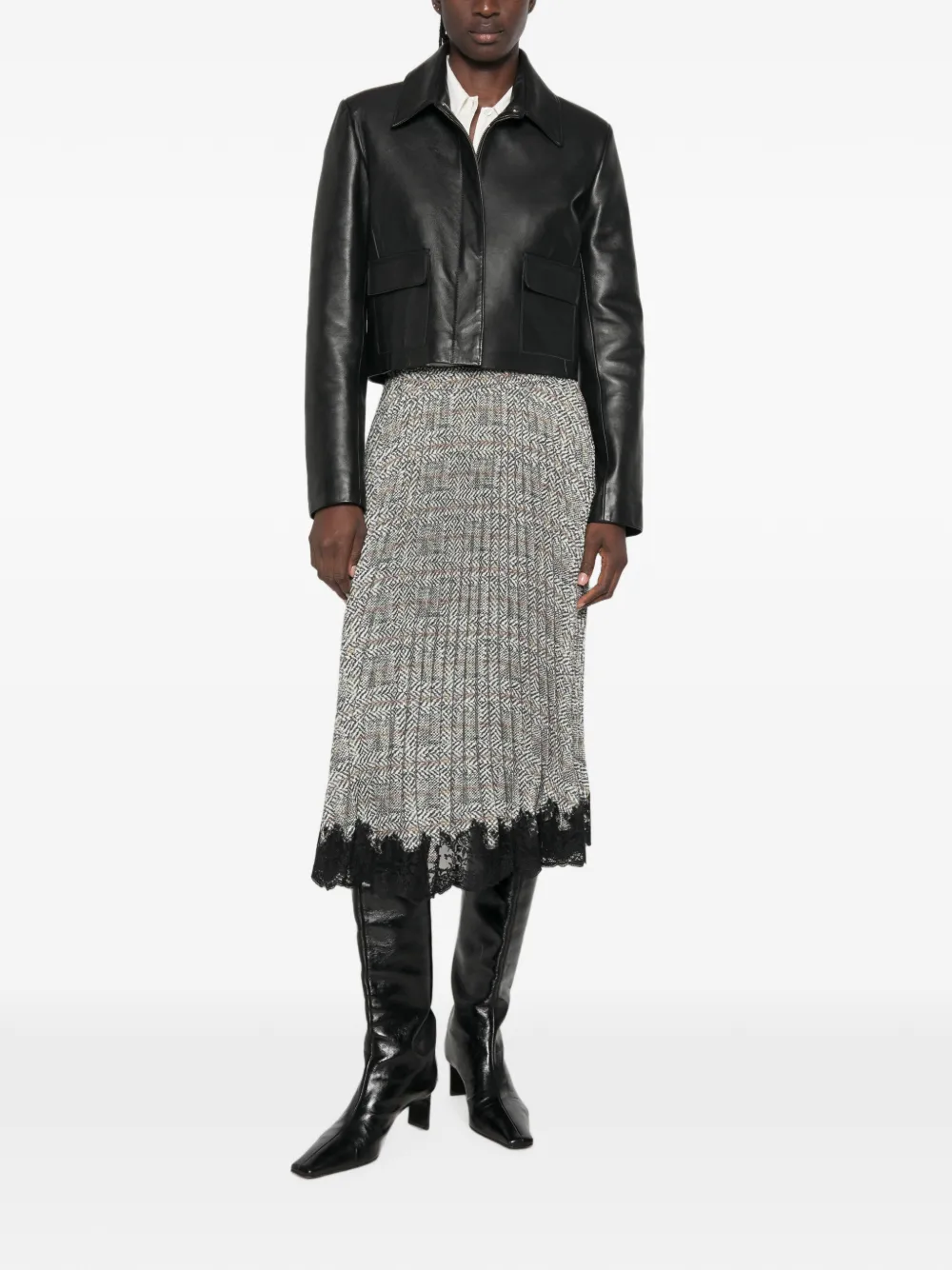Ermanno Scervino Plooirok met afwerking van kant Grijs