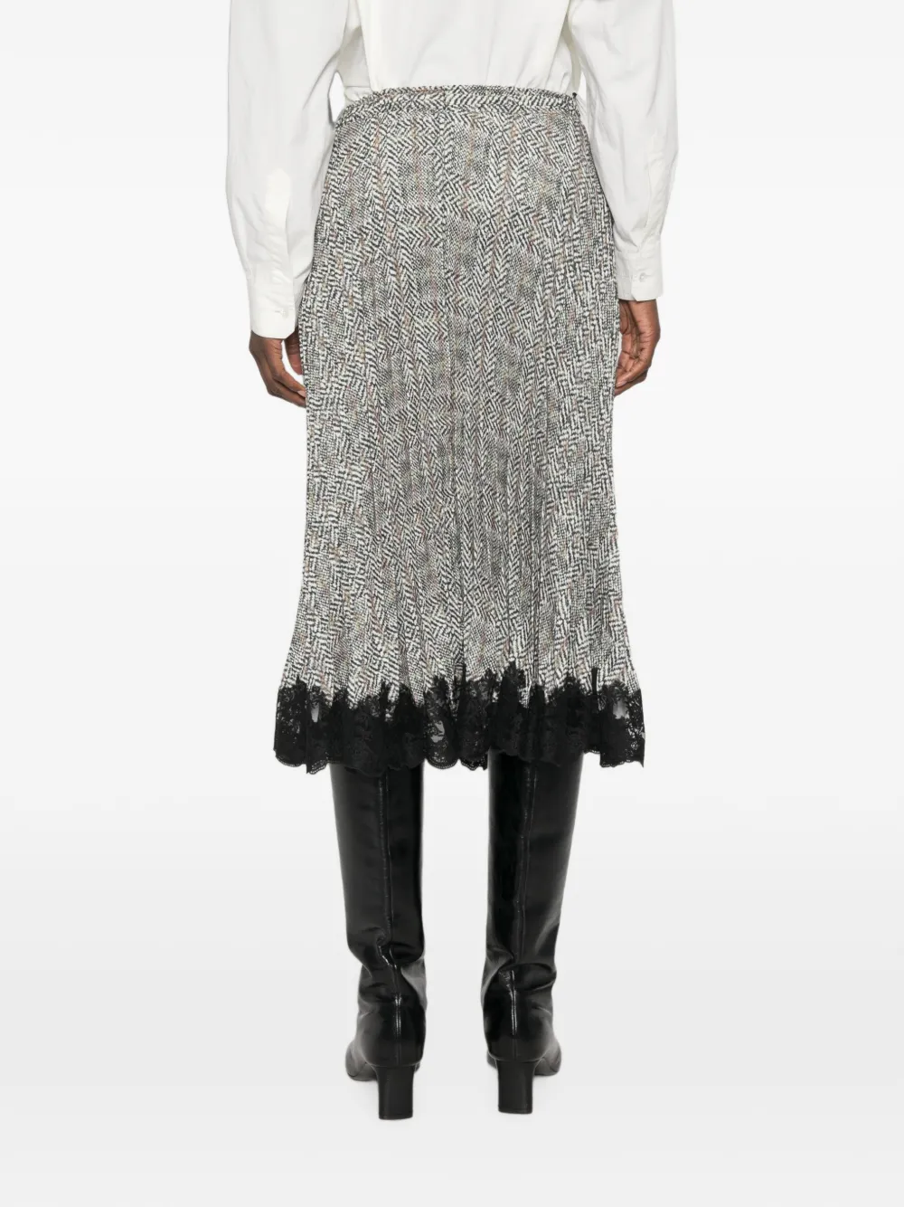 Ermanno Scervino Plooirok met afwerking van kant Grijs