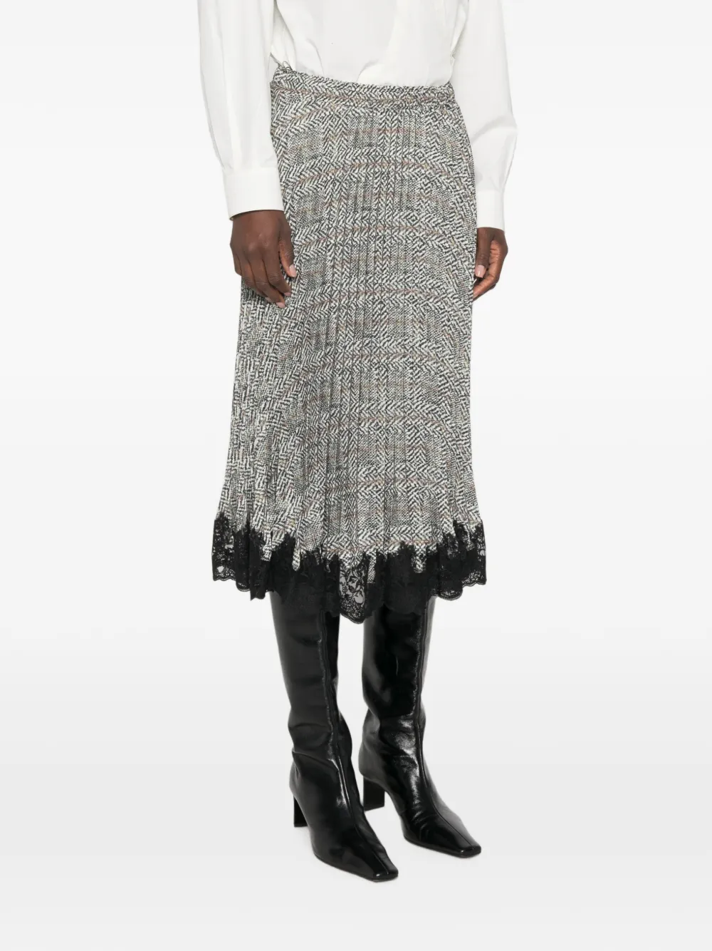 Ermanno Scervino Plooirok met afwerking van kant Grijs