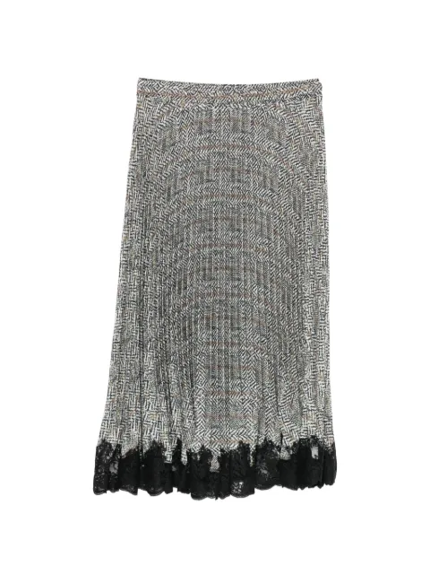 Ermanno Scervino falda midi plisada con ribete de encaje