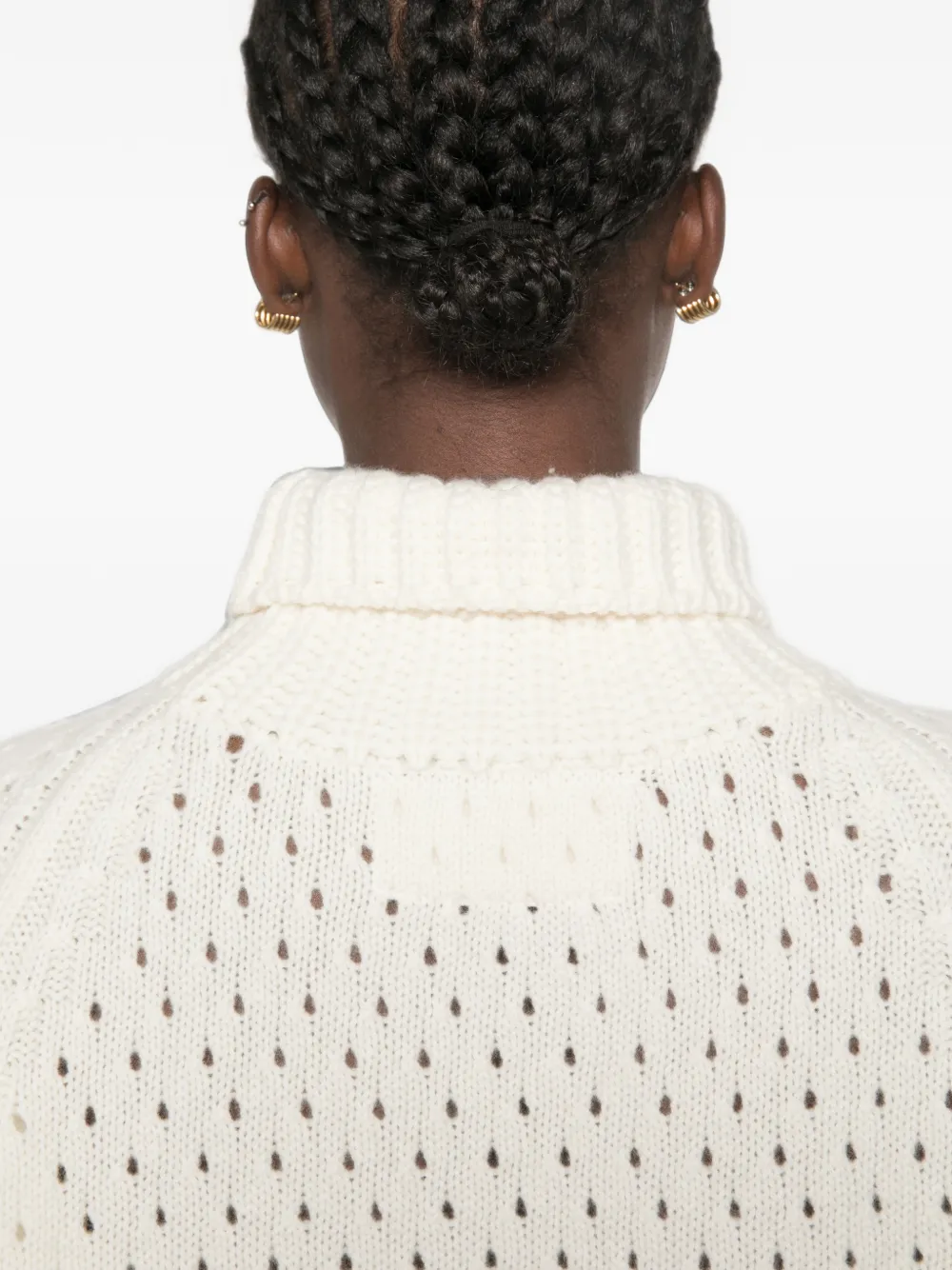 Ermanno Scervino perforated-knit roll-neck sweater Beige
