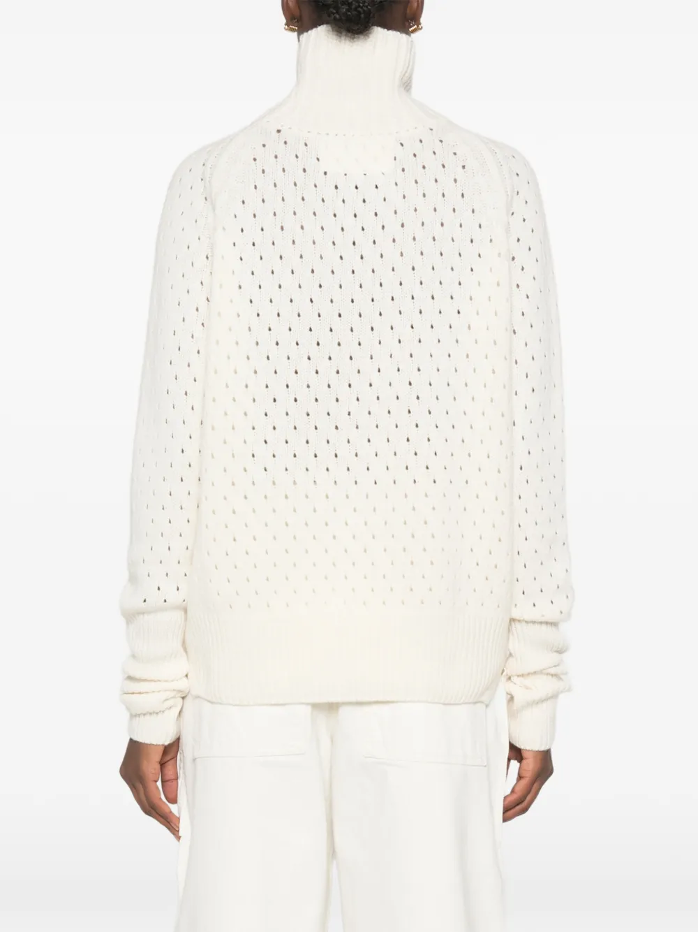 Ermanno Scervino perforated-knit roll-neck sweater Beige