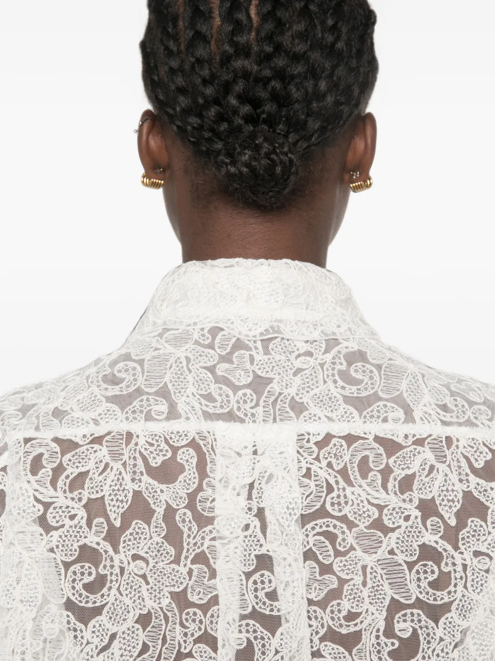 Ermanno Scervino Blouse met gewelfde afwerking en kanten laag Beige