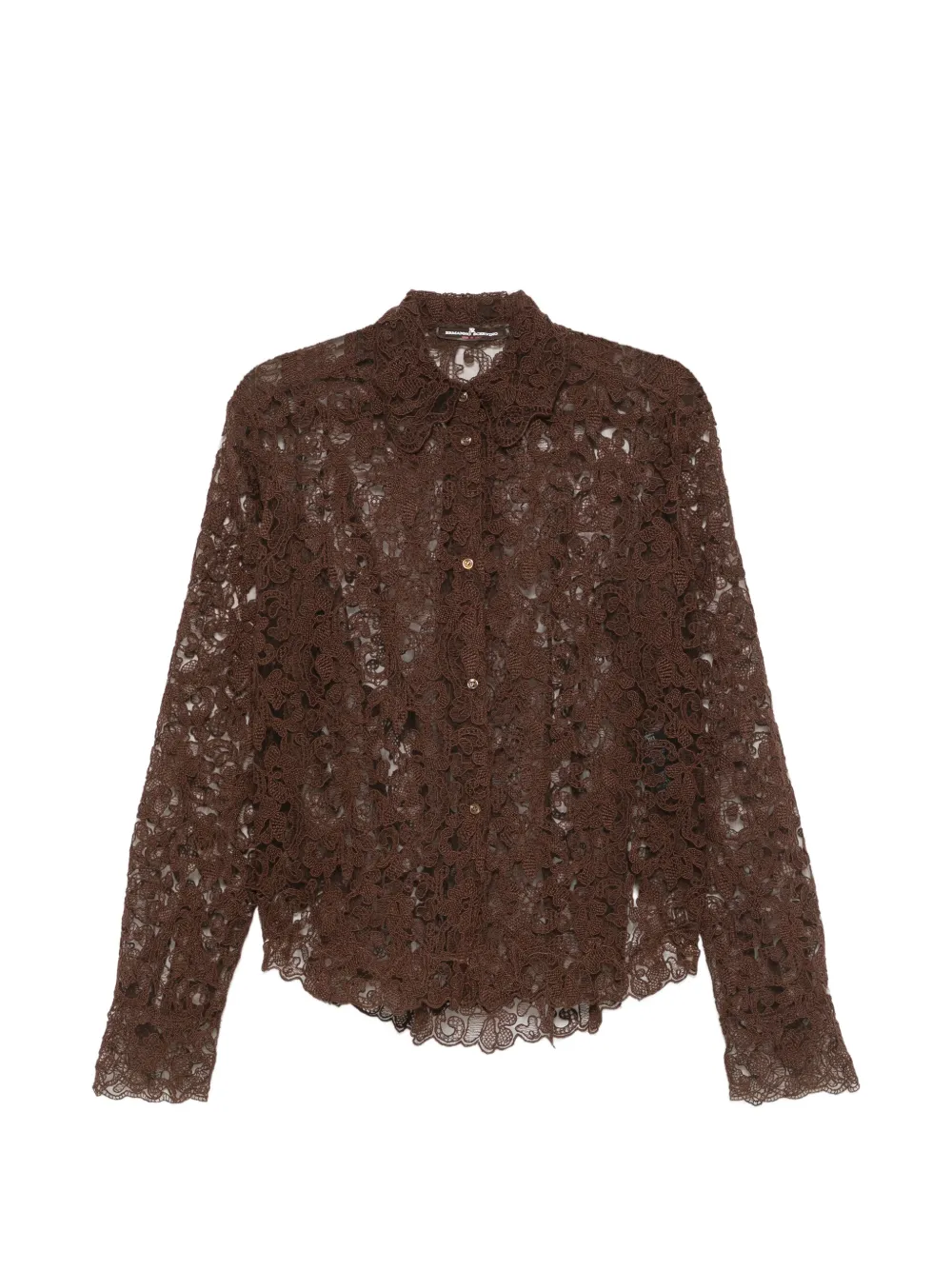 Ermanno Scervino lace-overlay long-sleeve shirt Bruin