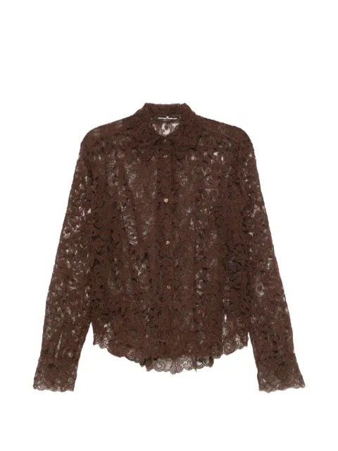 Ermanno Scervino camisa con capa de encaje de manga larga