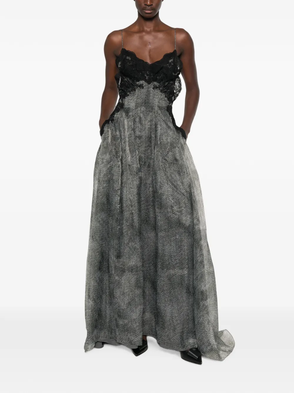 Ermanno Scervino Maxi-jurk met afwerking van kant Zwart