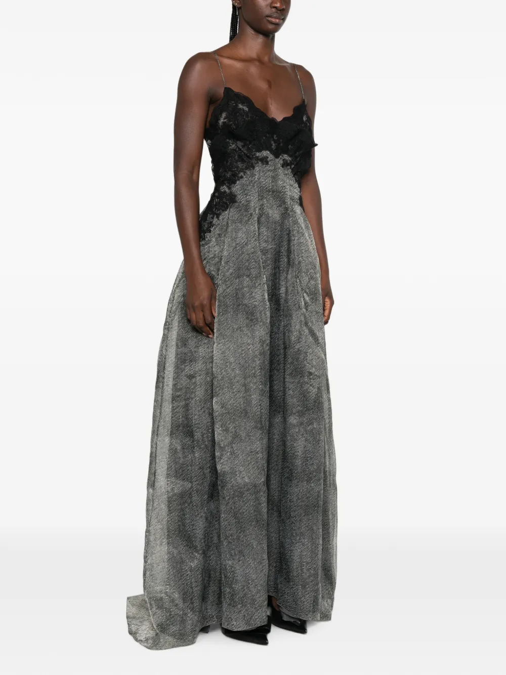 Ermanno Scervino Maxi-jurk met afwerking van kant Zwart