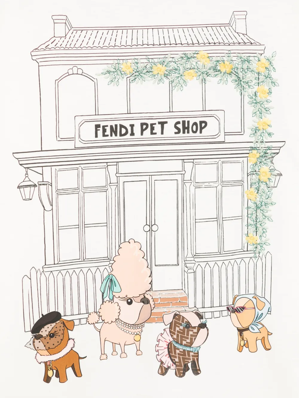 Fendi Kids T-shirt met grafische print Wit