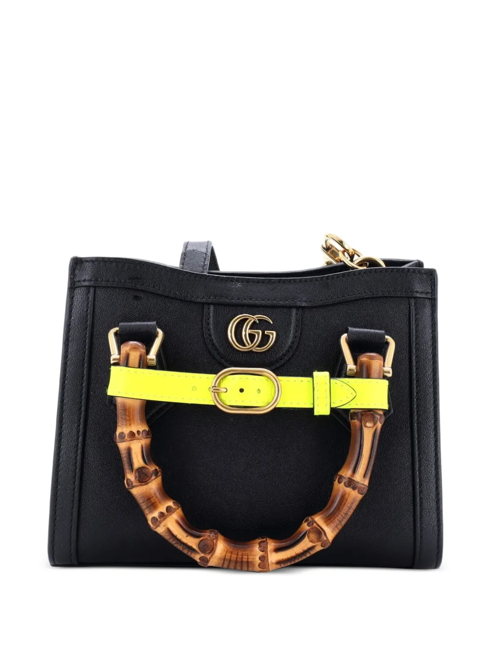 Gucci Pre-Owned Diana NM Bamboo Handle Tote Leather Mini crossbody bag - Nero