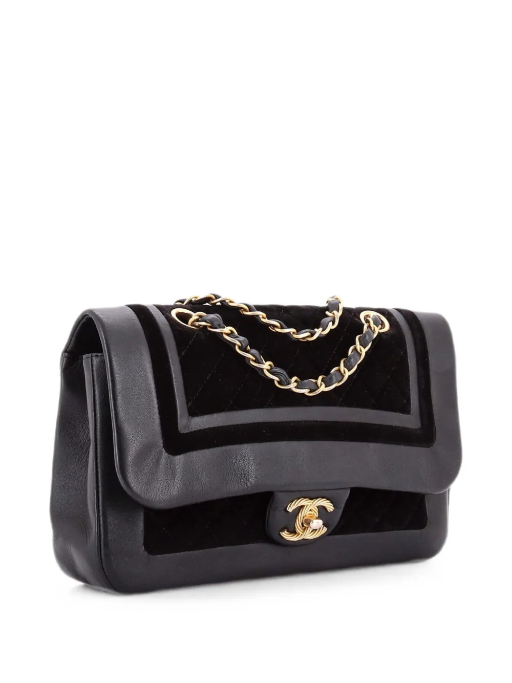 CHANEL Pre-Owned Paris-Cosmopolite Textured CC Flap Bag Lambskin and Quilted Velvet Medium shoulder bag - Schwarz