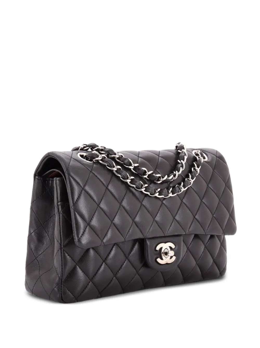 CHANEL Pre-Owned Classic Double Flap Bag Quilted Lambskin Medium shoulder bag - Nero