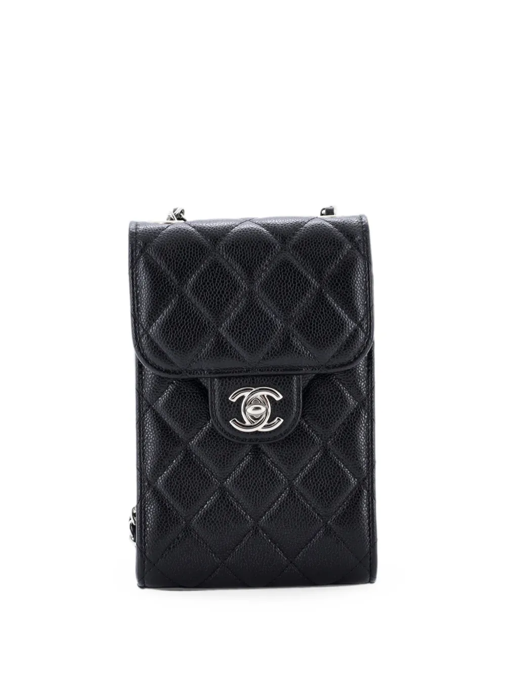 CHANEL Pre-Owned CC Flap Phone Holder Crossbody Bag Quilted Caviar clutch bag - Nero