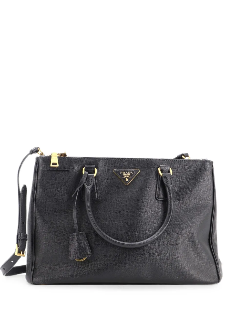 Prada Pre-Owned Double Zip Lux Saffiano Leather Medium tote bag - Schwarz