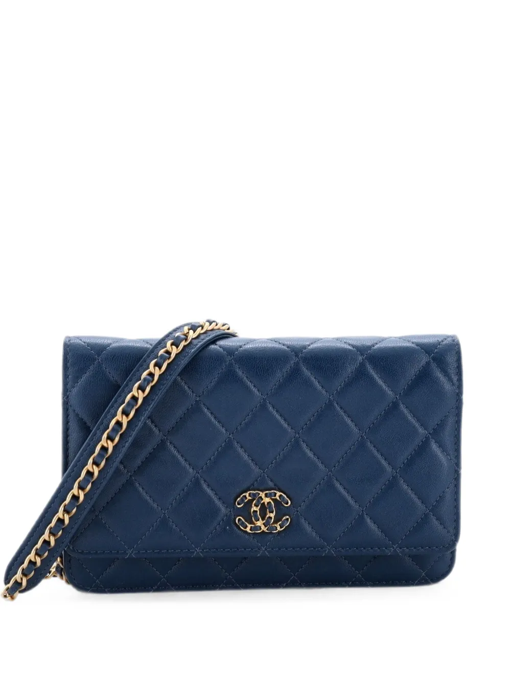 CHANEL Pre-Owned Chain Infinity Wallet on Chain Quilted Lambskin crossbody bag - Blu