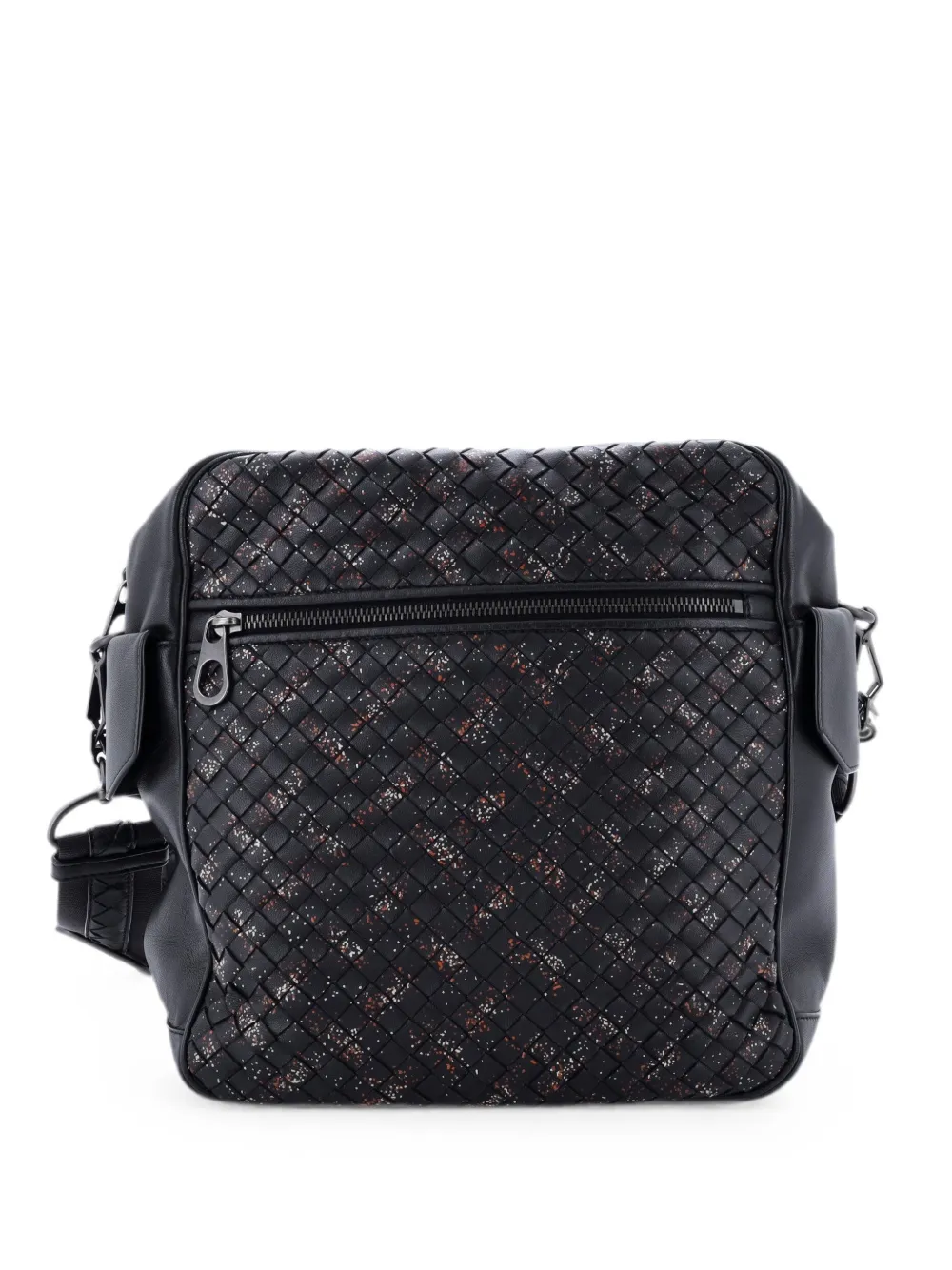 Bottega Veneta Pre-Owned Snap Messenger Bag Printed Intrecciato Nappa Medium crossbody bag - Schwarz