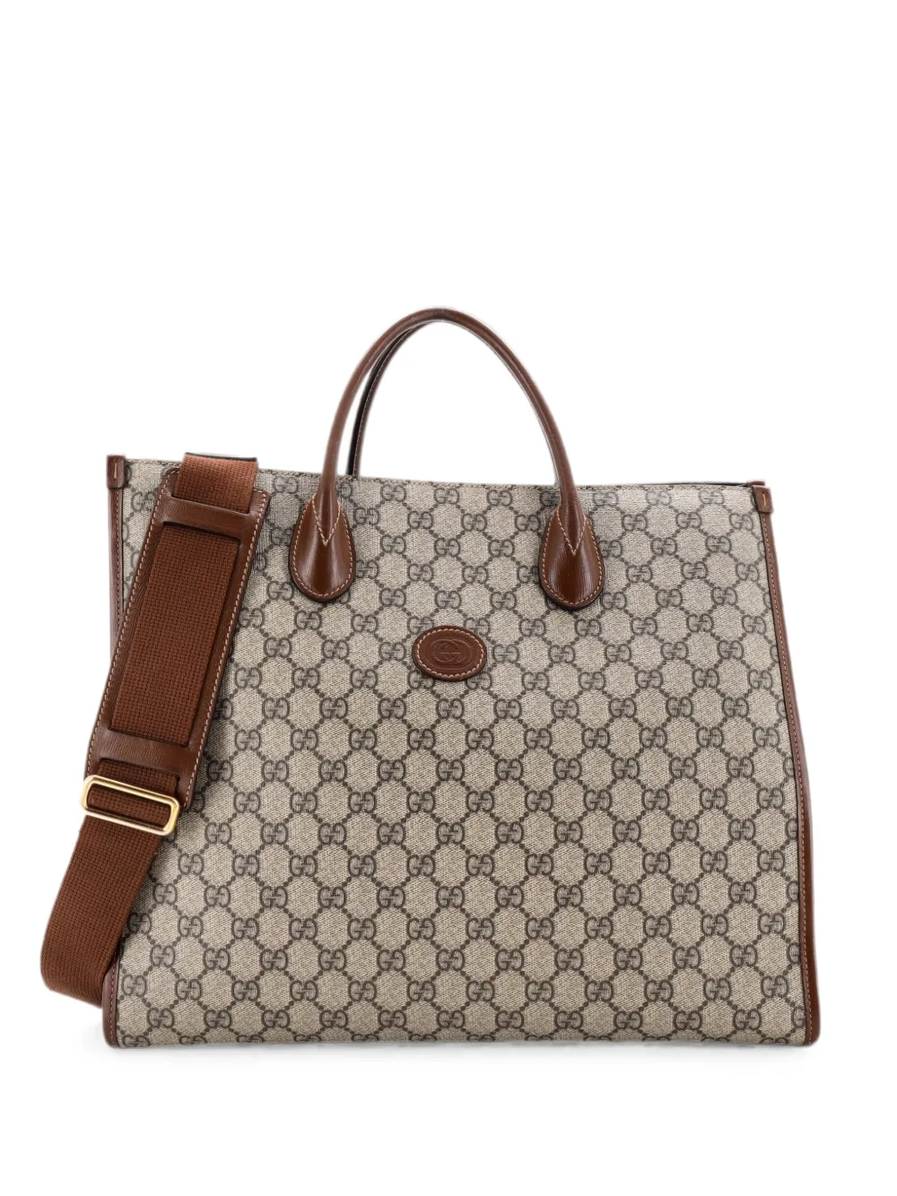 Gucci Pre-Owned Structured Top Handle Open GG Coated Canvas Medium tote bag - Marrone