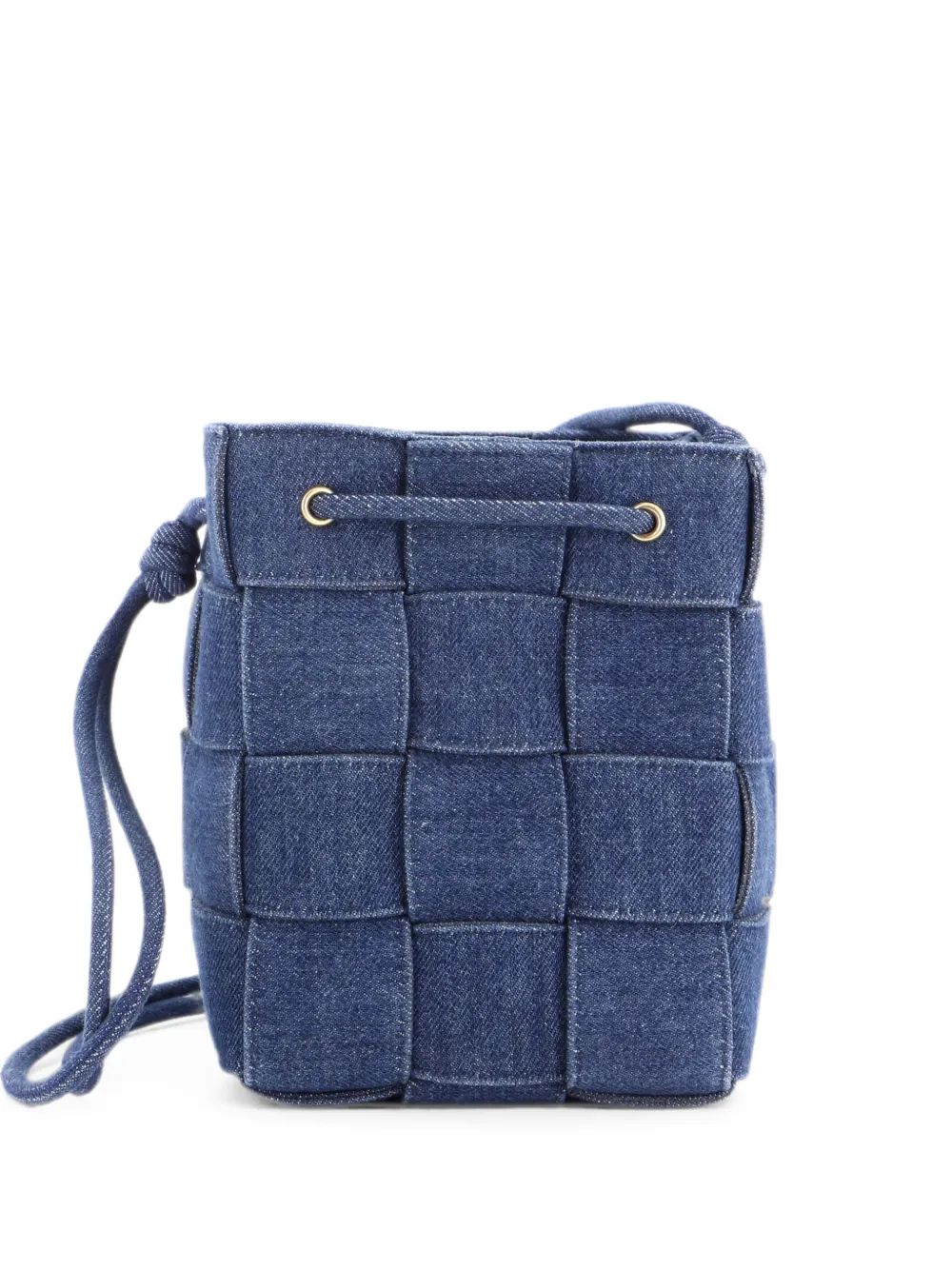 Bottega Veneta Pre-Owned Cassette Maxi Intrecciato Denim Small bucket bag - Blau