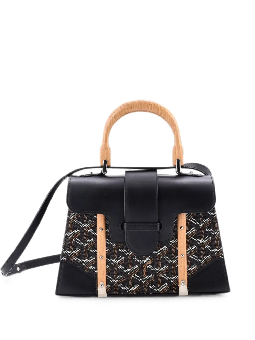 Goyard Pre-Owned Structured Saigon Top Handle Bag Coated Canvas with Leather Mini satchel - Schwarz