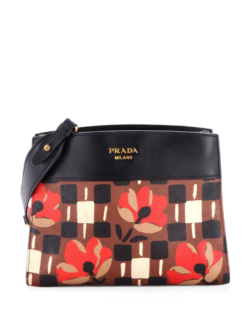 Prada Pre-Owned Bibliotheque Shoulder Bag Printed Leather Small crossbody bag - Braun