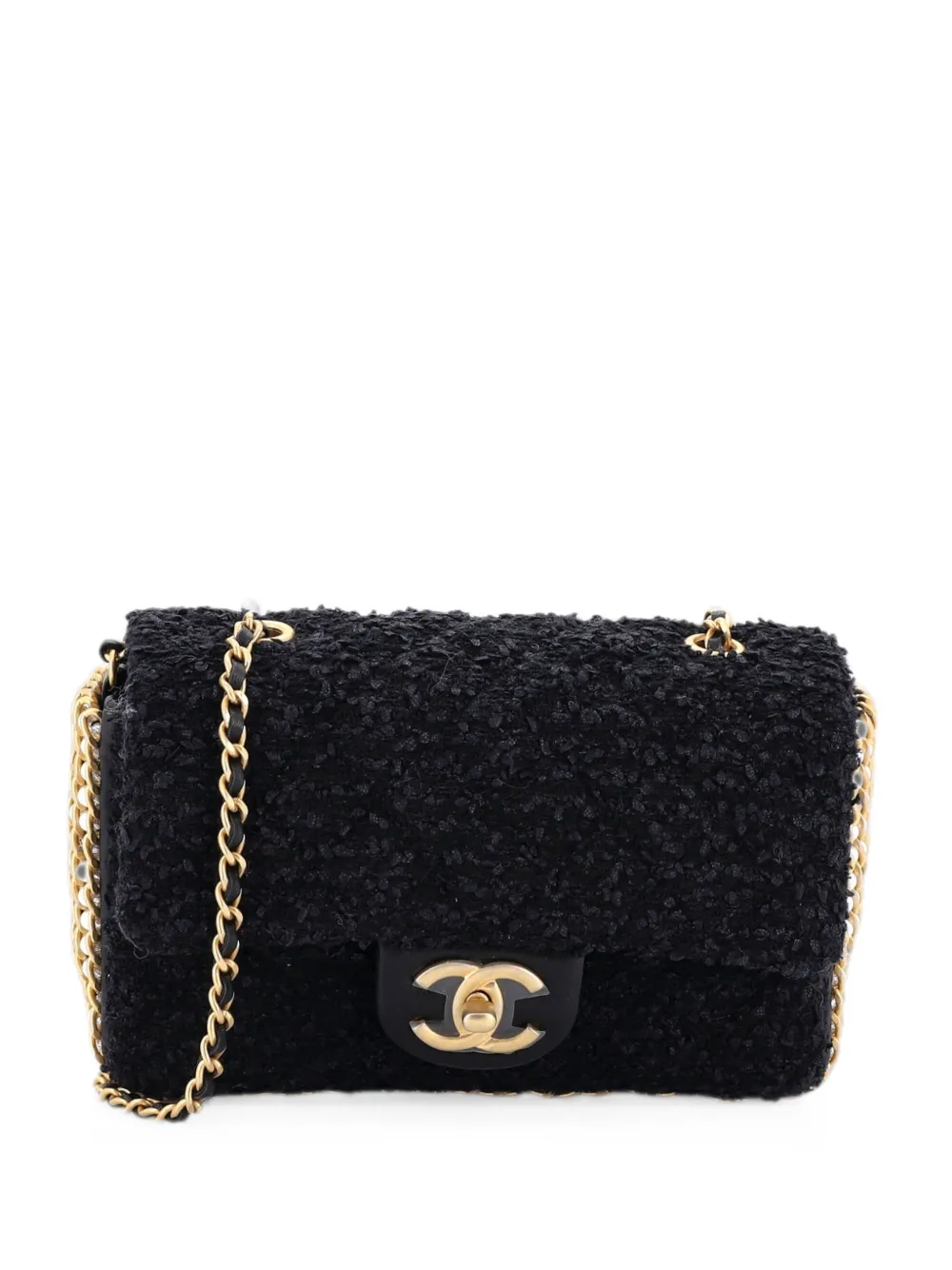 CHANEL Pre-Owned River of Pearls Flap Bag Quilted Tweed Mini shoulder bag - Nero