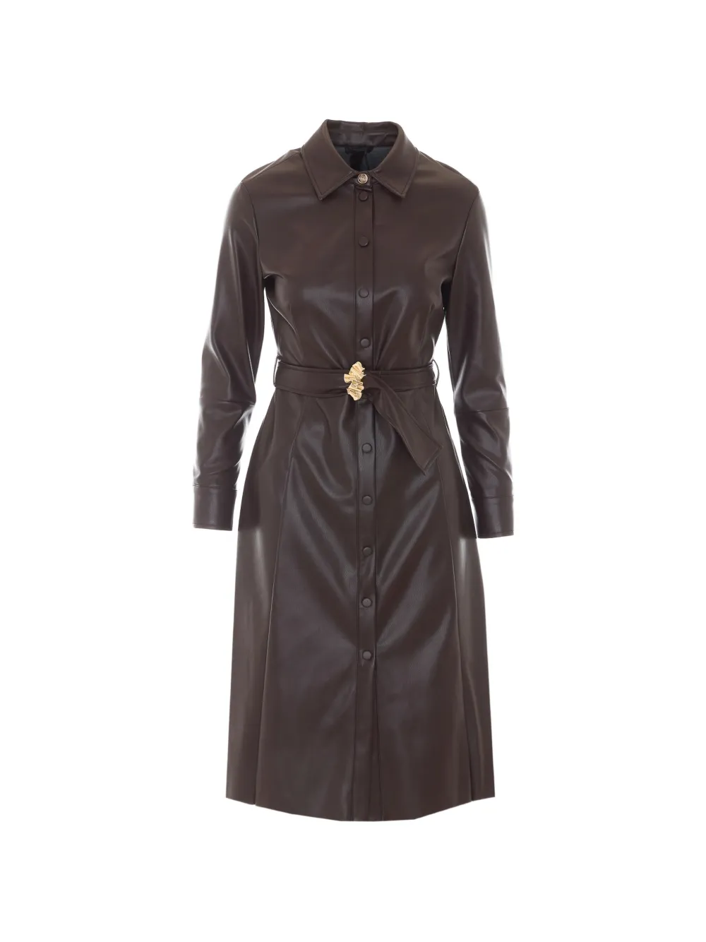 LIU JO belted button-down midi dress - Marrone