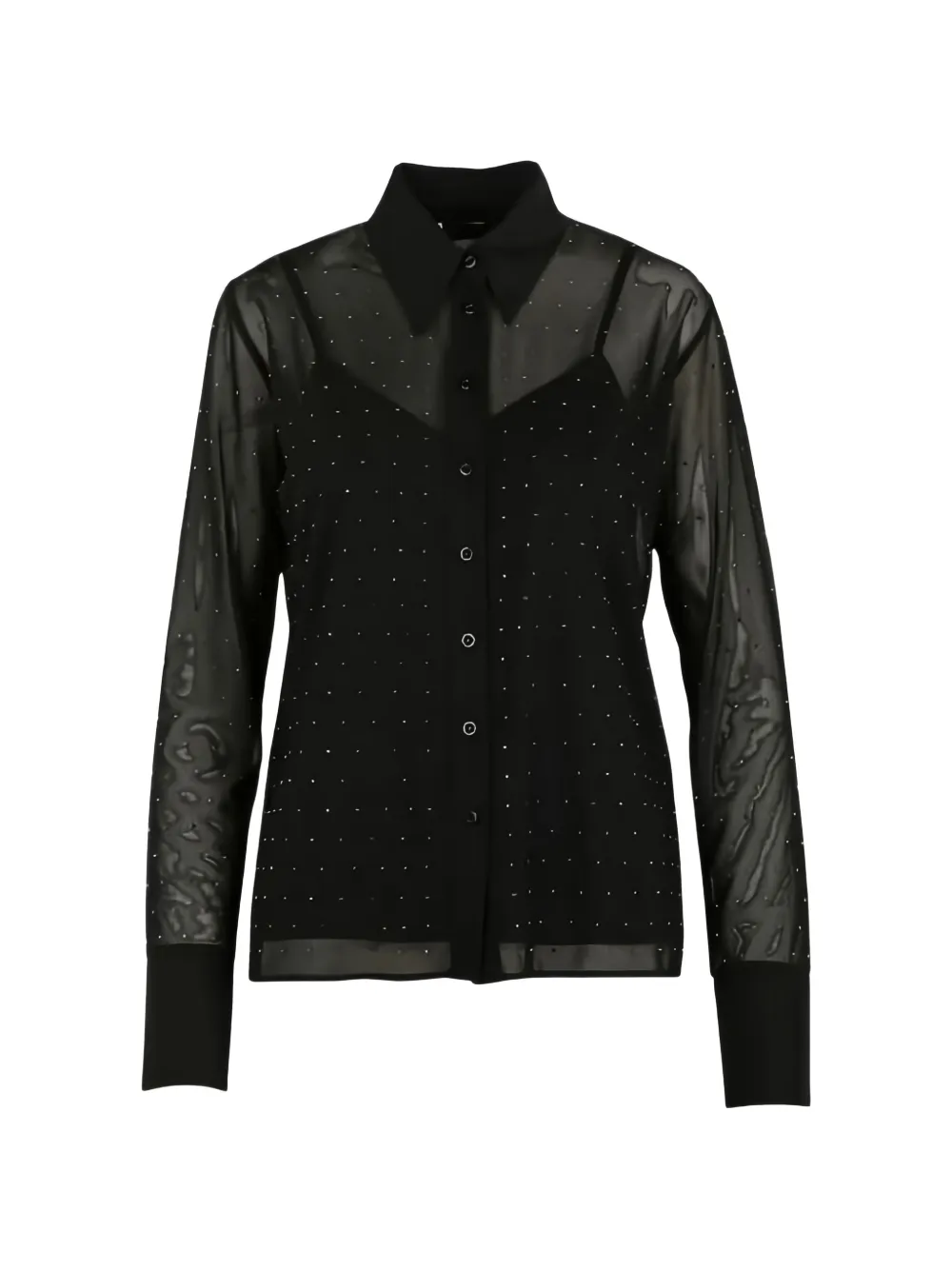 LIU JO tulle shirt with gemstones - Nero