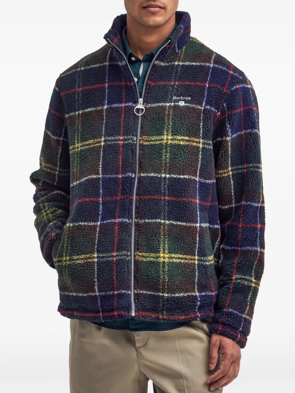 Barbour Sherpa fleece vest met tartan-ruit Blauw