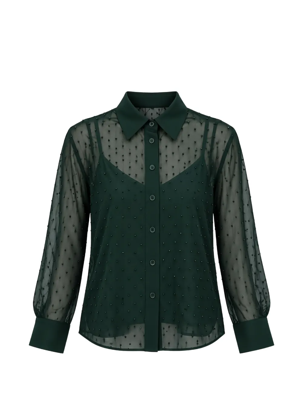 LIU JO shirt in tulle with jewel embroidery - Verde