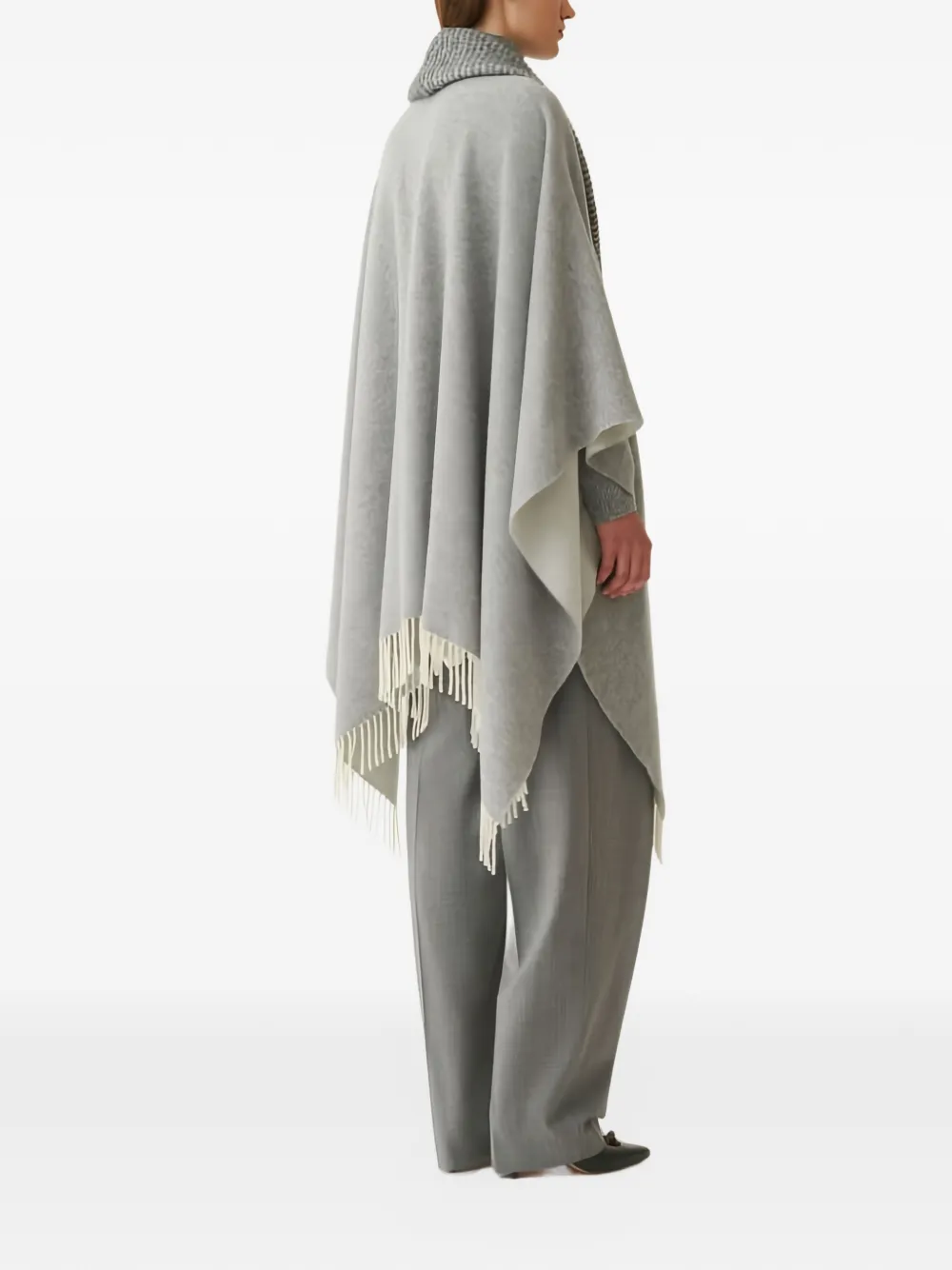 Fabiana Filippi sequin-embellished shawl-collar wool cape Grijs