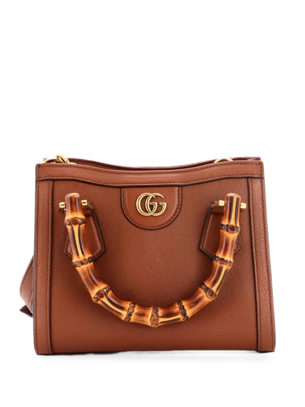 Gucci Pre-Owned Diana NM Bamboo Handle Tote Leather Mini crossbody bag - Braun