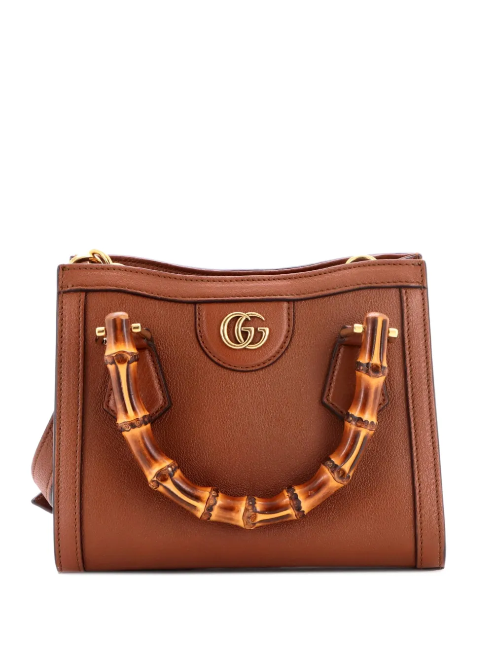 Gucci Pre-Owned Diana NM Bamboo Handle Tote Leather Mini crossbody bag - Marrone