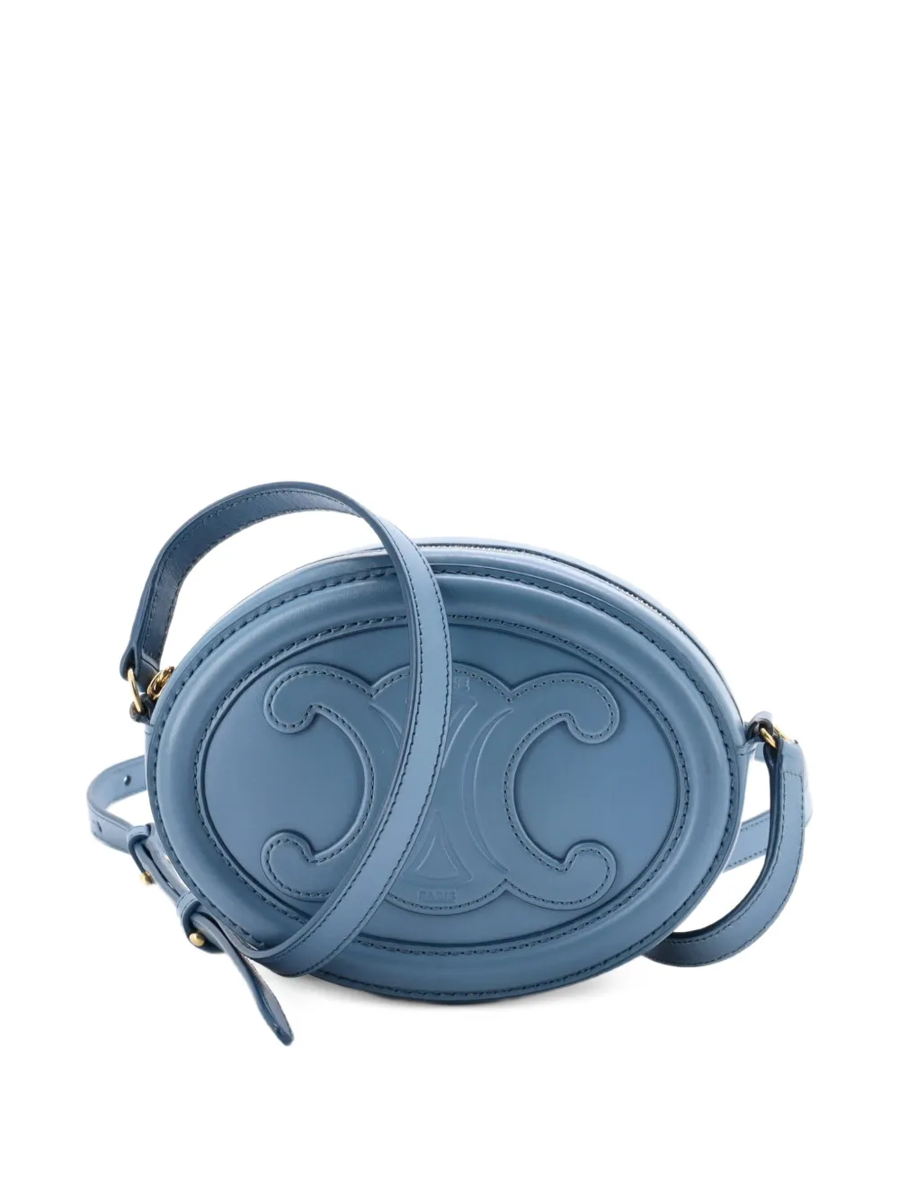 Celine Pre-Owned Triomphe Oval Leather Mini crossbody bag - Blu