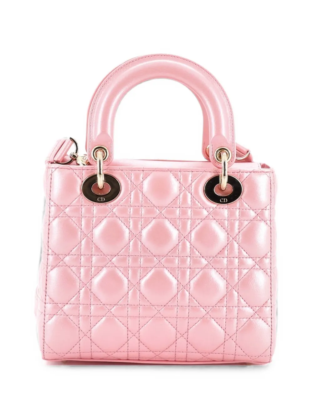 Dior Pre-owned Lady Dior Bag Iridescent Cannage Quilt Lambskin Small Shoulder Bag in Pink, view 2