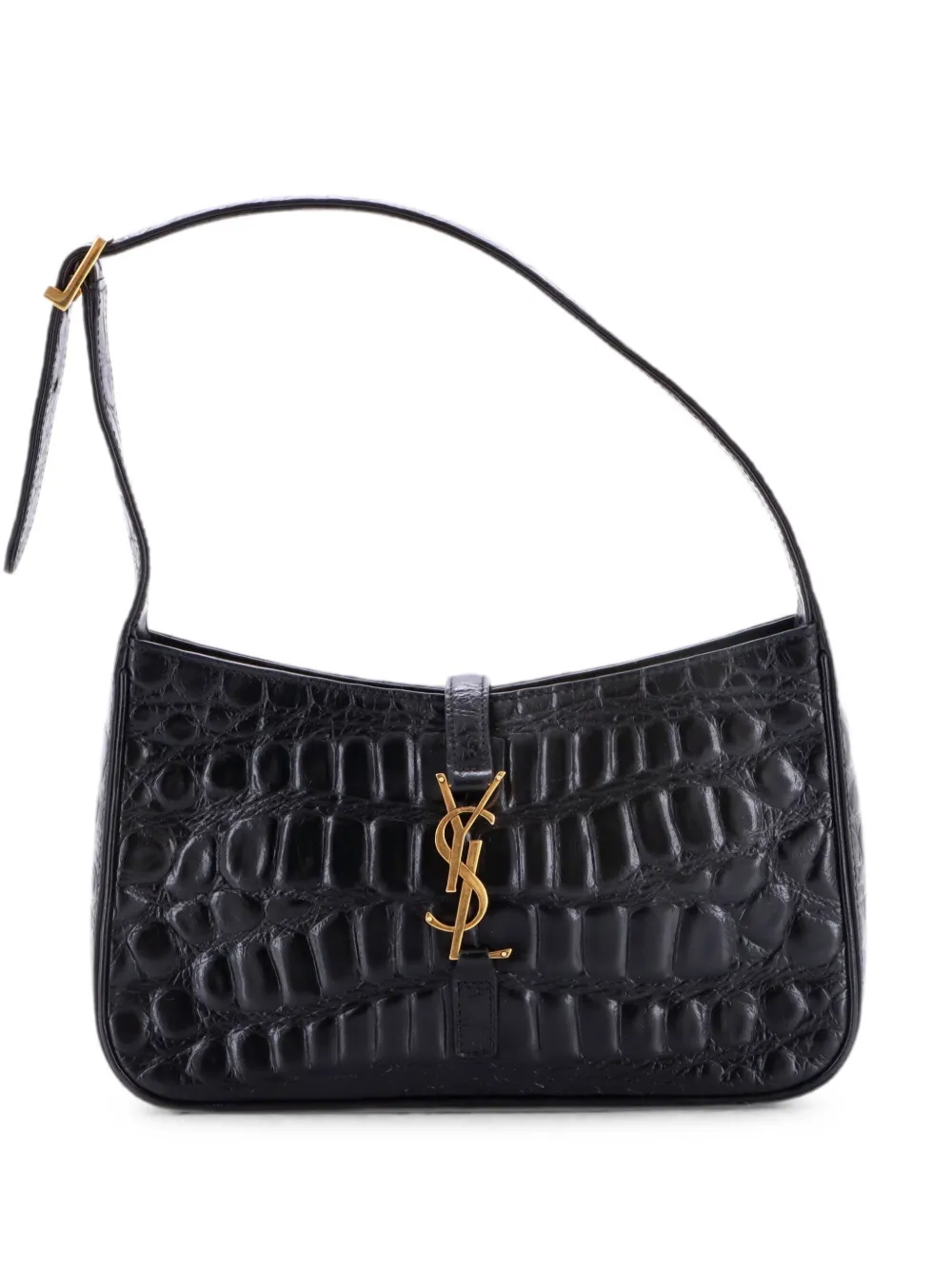 Saint Laurent Pre-Owned Le 5 a 7 Crocodile Embossed Leather Small hobo bag - Nero