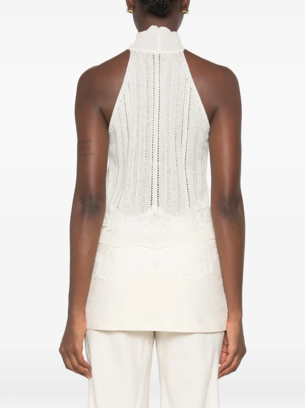 Ermanno Scervino Top met halternek en kanten afwerking Beige