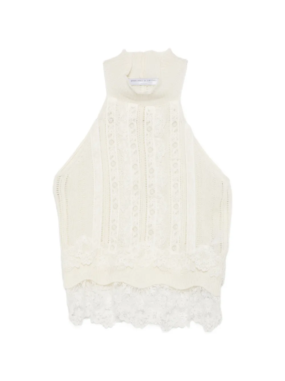 Ermanno Scervino lace-trim halterneck tank top - Toni neutri